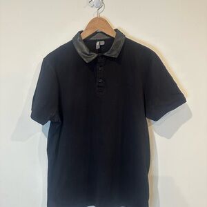ASOS Black Collared Short Sleeve Polo Shirt Men’s Size L Button Solid